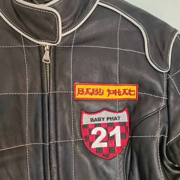 Baby Phat Y2K Leather Racing Bomber Jacket - L - Picture 4 of 16